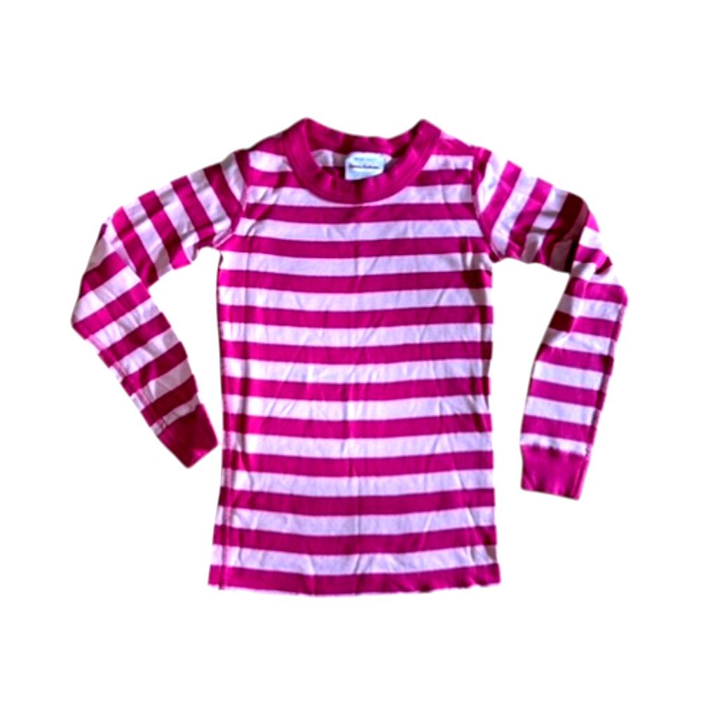 Hanna Andersson Bright & Light Pink Stripe Long Sleeve Pajama Top Girl's 6-7